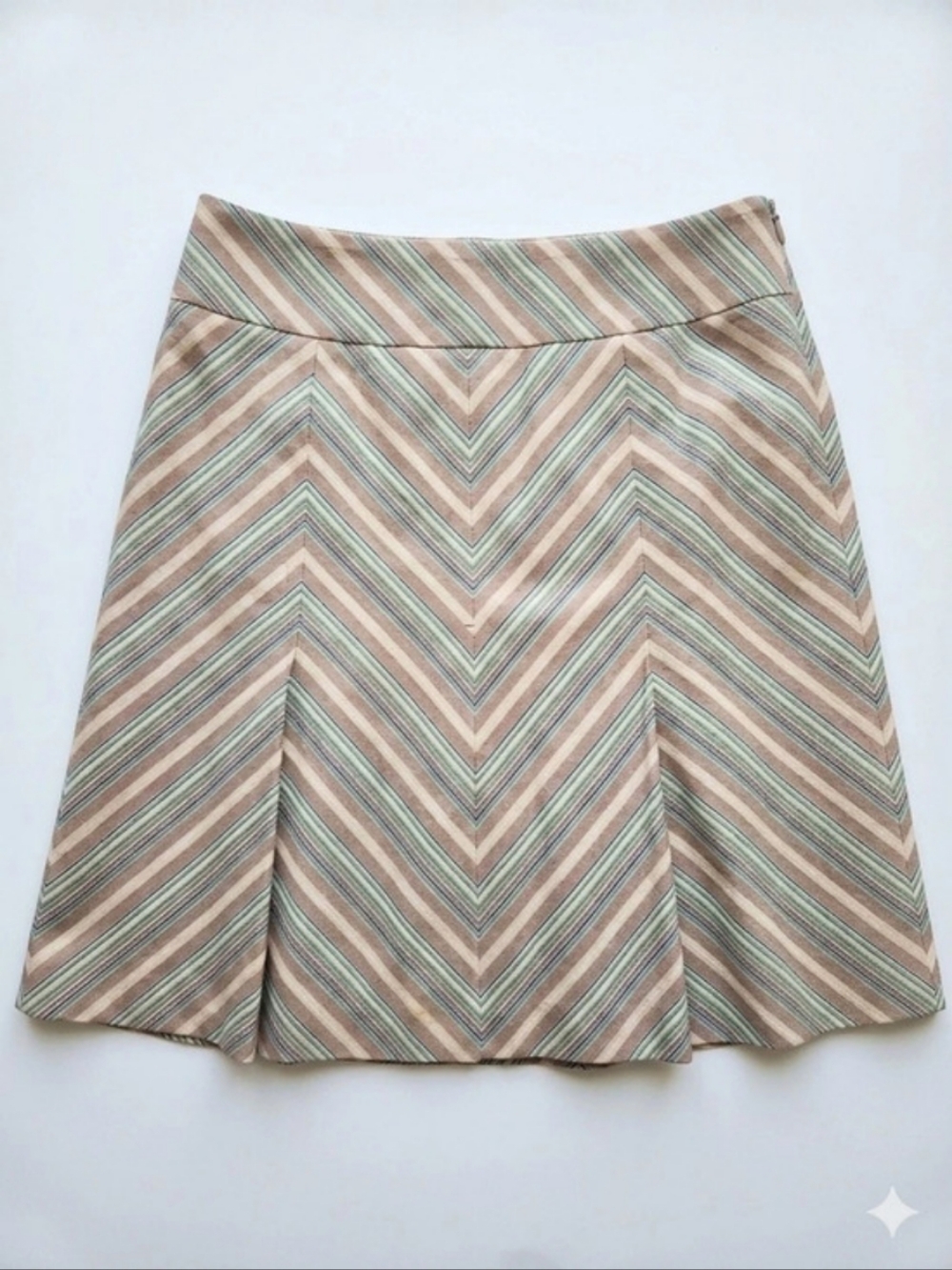 Loft Chevron Striped A-Line Skirt in Brown & Blue Size 4